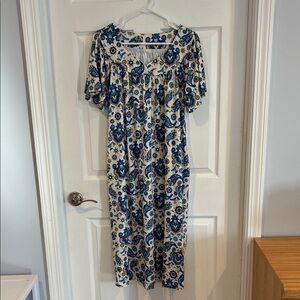 Floral Blue and White Women's Housedress